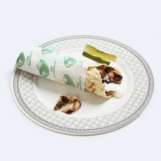 malai boti shawarma platter with fries and sauces
